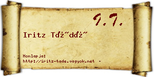 Iritz Tádé névjegykártya